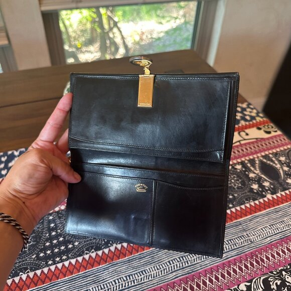 Gucci Black Leather Long Wallet Sherry Line Foldover Clasp, Vintage and Rare - Picture 6 of 13
